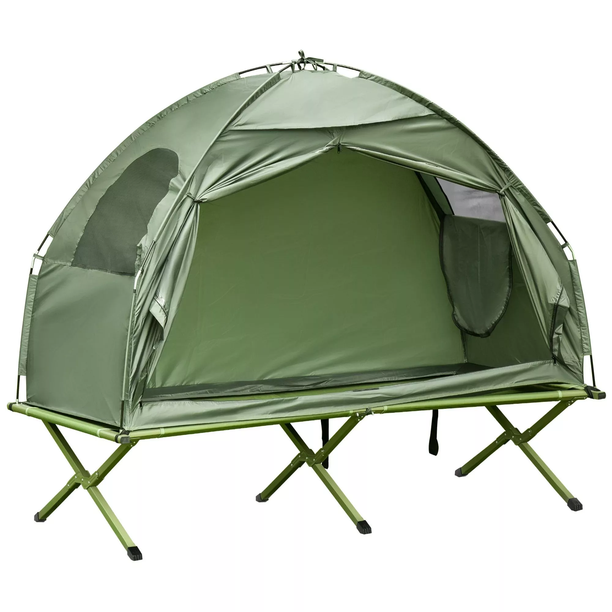 1-person-folding-camping-cot-portable-outdoor-with-carry-bag-2-in-1-elevated-cam 1 Person Folding Camping Cot, Portable Outdoor with Carry Bag, 2-in-1 Elevated Camping Bed Tent Single