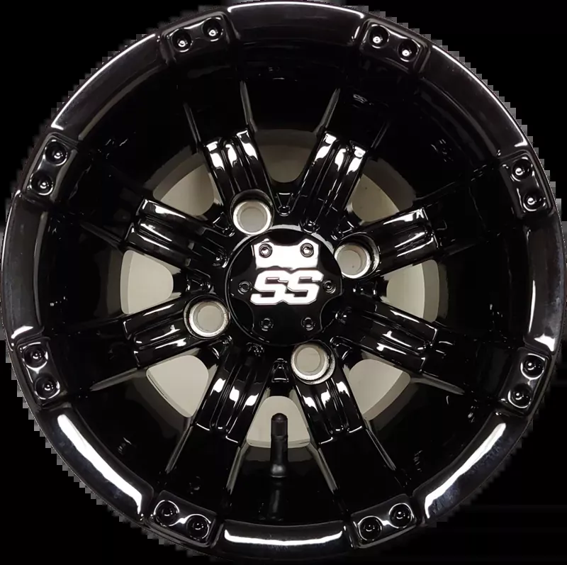 10″ Aluminum Golf Cart Wheel – Excalibur Series 75 – Gloss Black