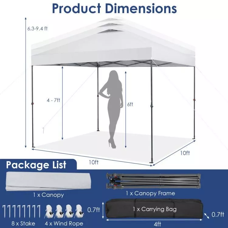 10-x-10-feet-foldable-outdoor-instant-pop-up-canopy-with-carry-bag 10 x 10 Feet Foldable Outdoor Instant Pop-up Canopy with Carry Bag