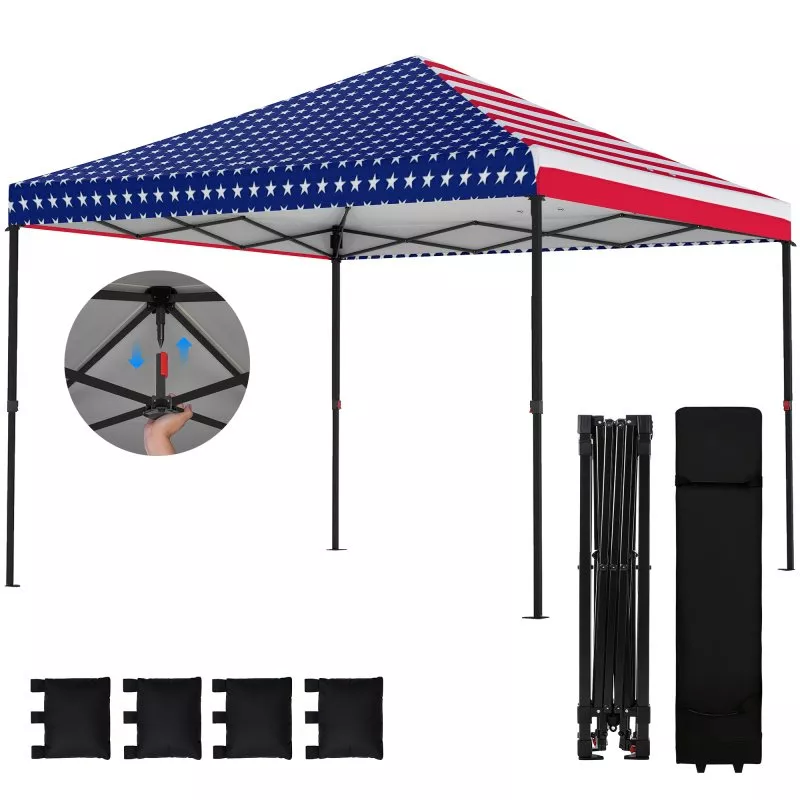 10-x-10-ft-pop-up-canopy-tent-with-one-push-setup-outdoor-portable-instant-canop 10 x 10 ft Pop Up Canopy Tent with One Push Setup, Outdoor Portable Instant Canopy Shelter w/ Roller Bag, American Flag