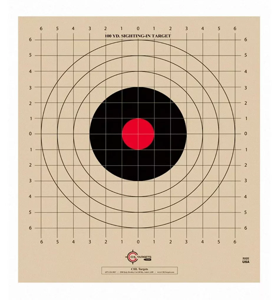 100 Yard, Rifle Sighting Target, 1 Inch Grid, Tag Board Paper