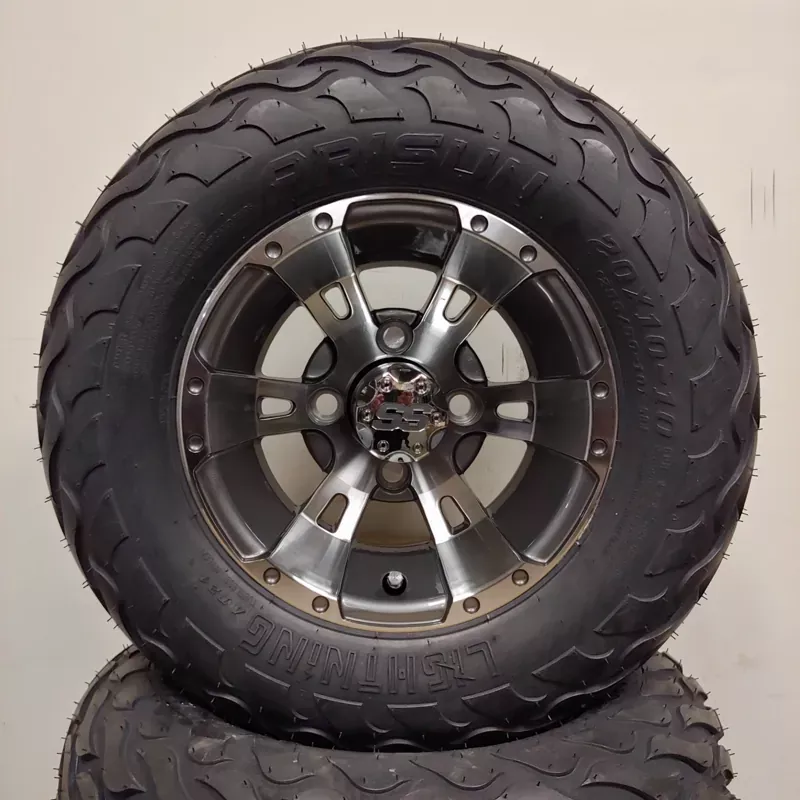 10in. LIGHTNING Off Road 20X10X10 on Excalibur Series 57 Gunmetal/Machined Face – Set of 4