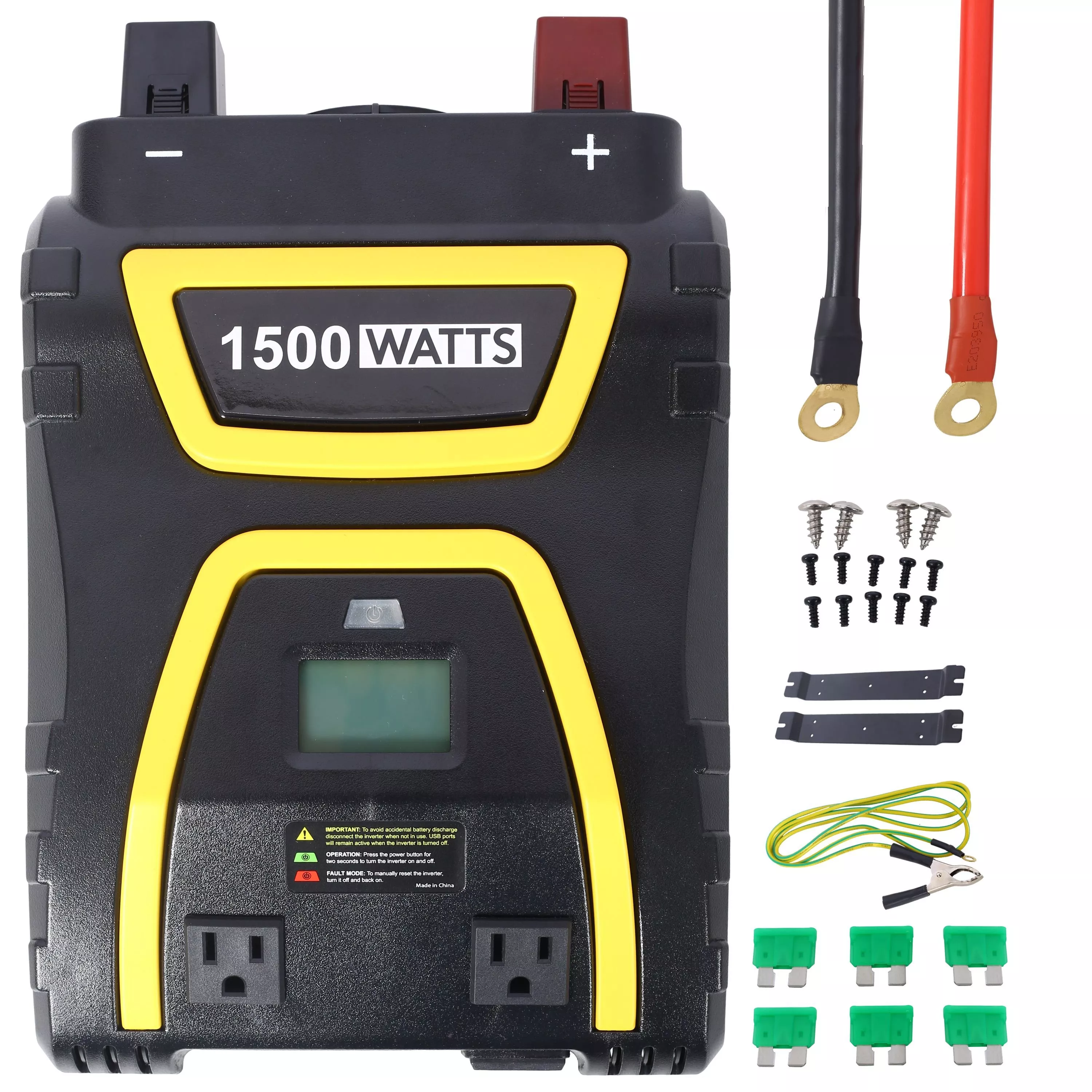 1500-watts-power-inverter-modified-sine-wave-car-led-display-portable-ac-power-e 1500 Watts Power Inverter Modified Sine Wave Car LED Display , Portable AC Power Emergencies, Job Sites, Trucks Boats Off Grid RV Camping
