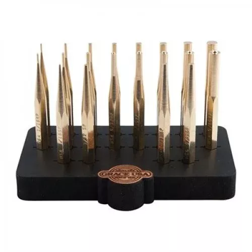 20 PIECE BRASS PUNCH SET W/BENCH BLOCK