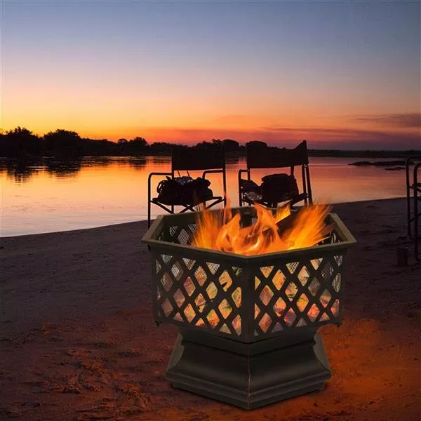 22in-iron-hexagonal-red-copper-firewood-brazier 22in Iron Hexagonal Red Copper Firewood Brazier