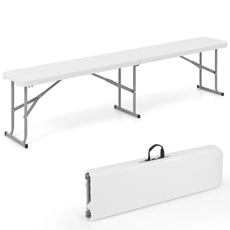 6-feet-plastic-folding-bench-picnic-camping-dining-seat-with-carrying-handle 6 Feet Plastic Folding Bench Picnic Camping Dining Seat with Carrying Handle