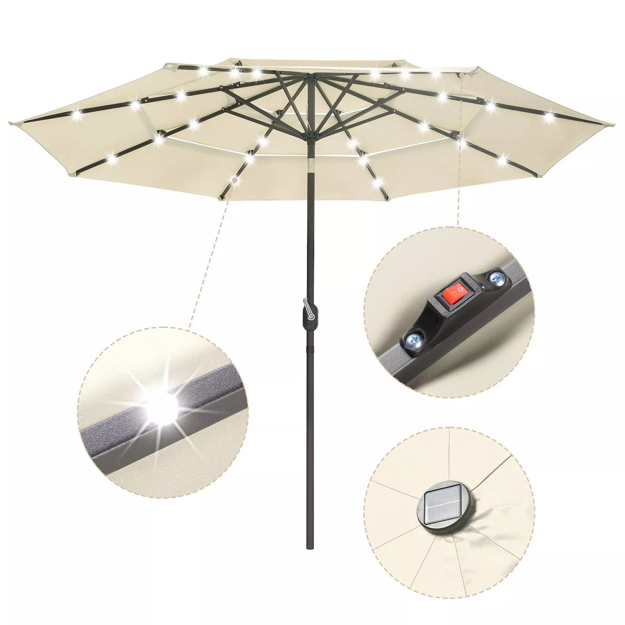 9ft-3-tiers-24leds-patio-umbrella 9Ft 3-Tiers 24LEDS Patio Umbrella
