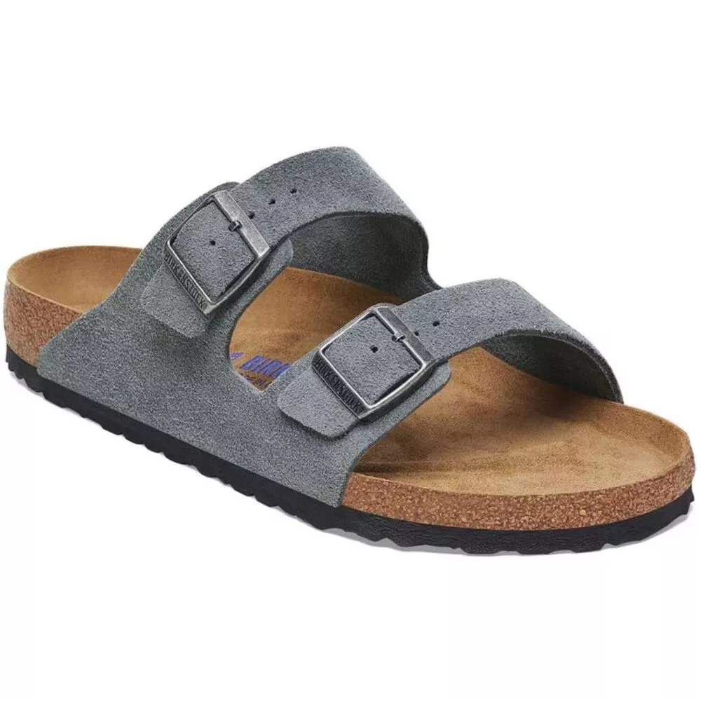 Birkenstock Arizona Soft Footbed Suede Sandals - Basalt Grey