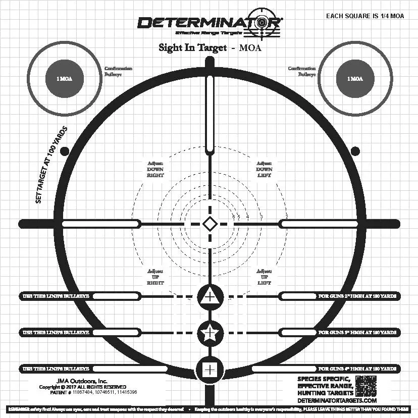 Determinator Targets - Sight-in ¼ MOA Squares
