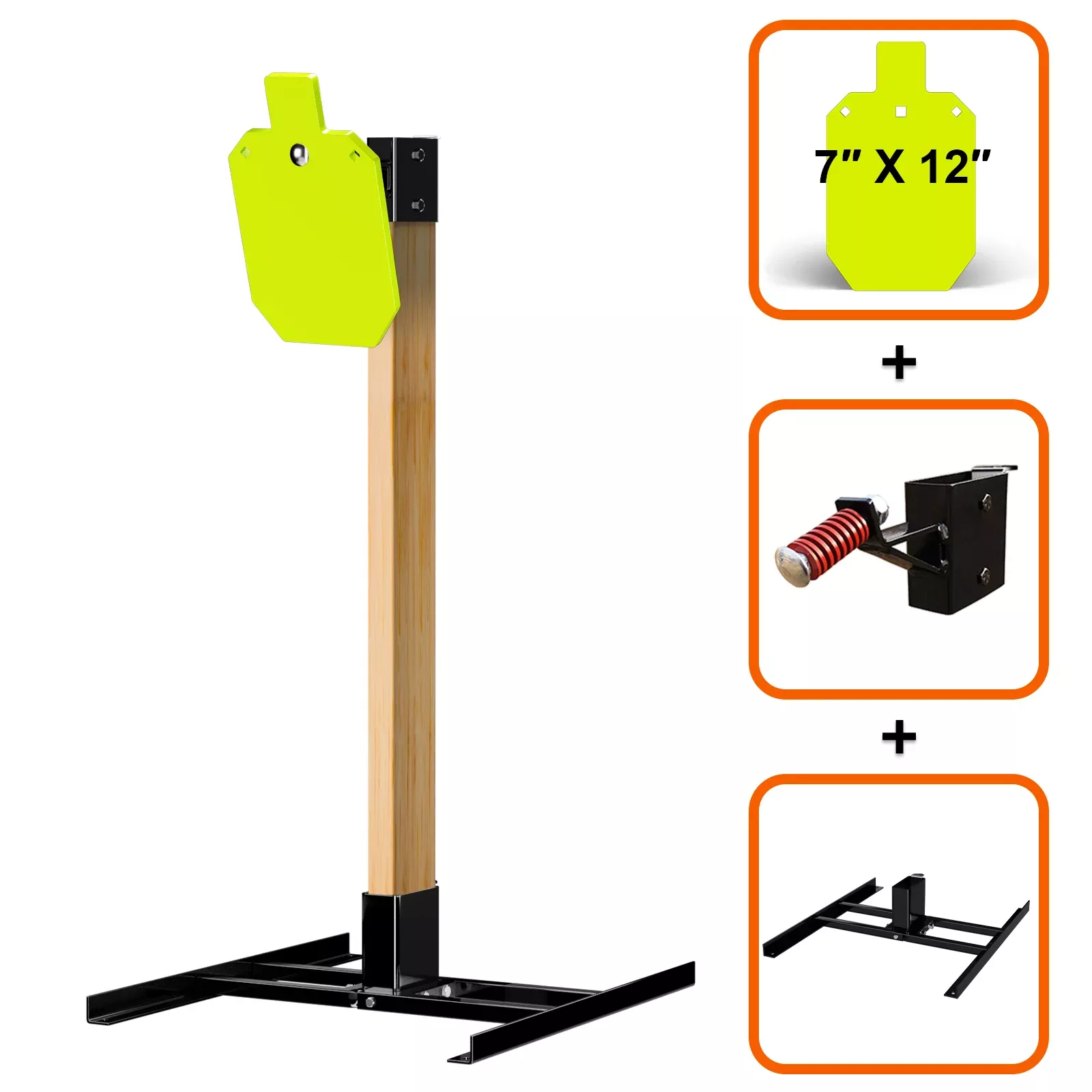double-t-shaped-base-stand-2x4-target-hanger-1-2-thick-7-x-12-torso-target Double T-Shaped Base Stand + 2X4 Target Hanger + 1/2" Thick 7" X 12" Torso Target