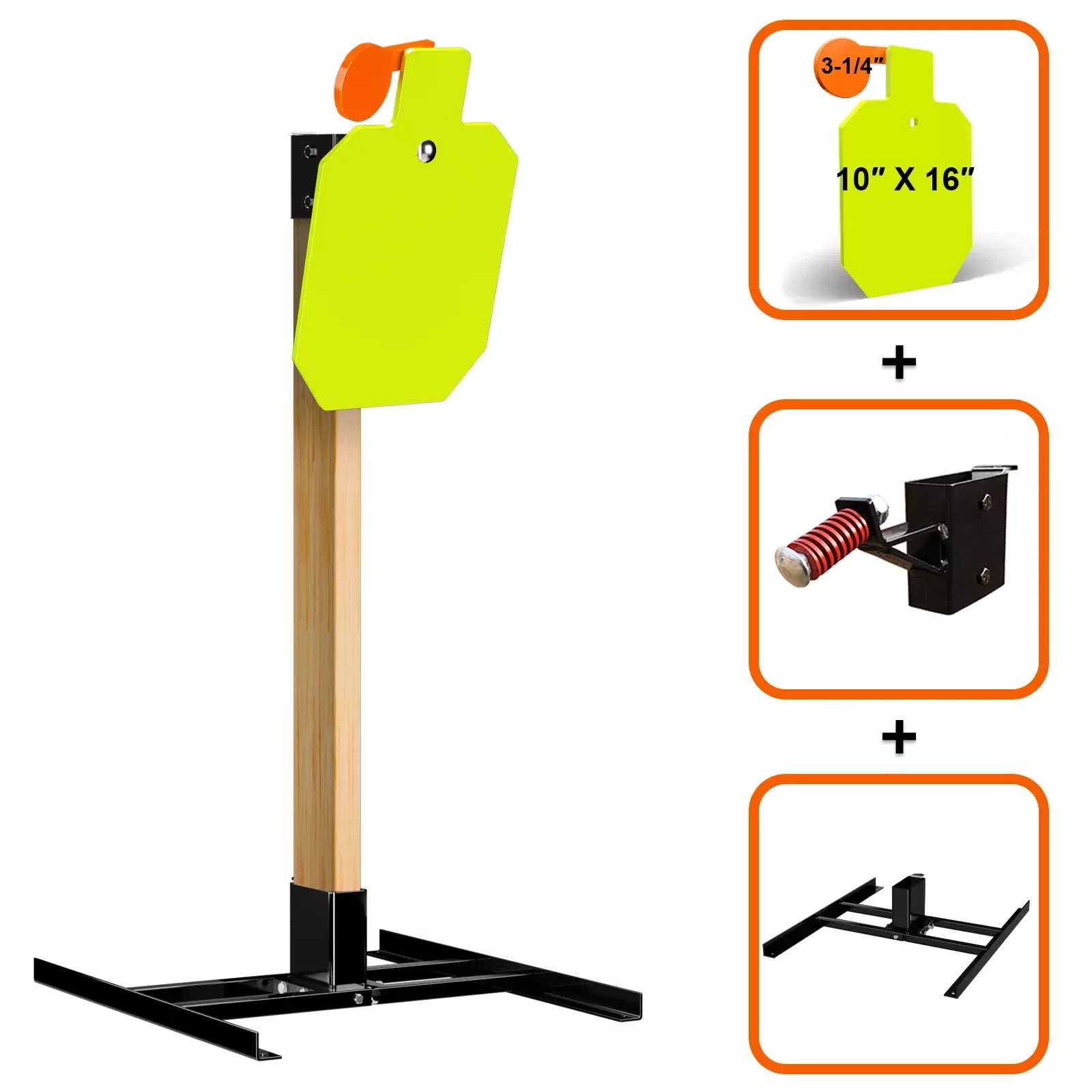 Double T-Shaped Base Stand + 2X4 Target Hanger + 3/8" Thick 10" X 16" Hostage Target