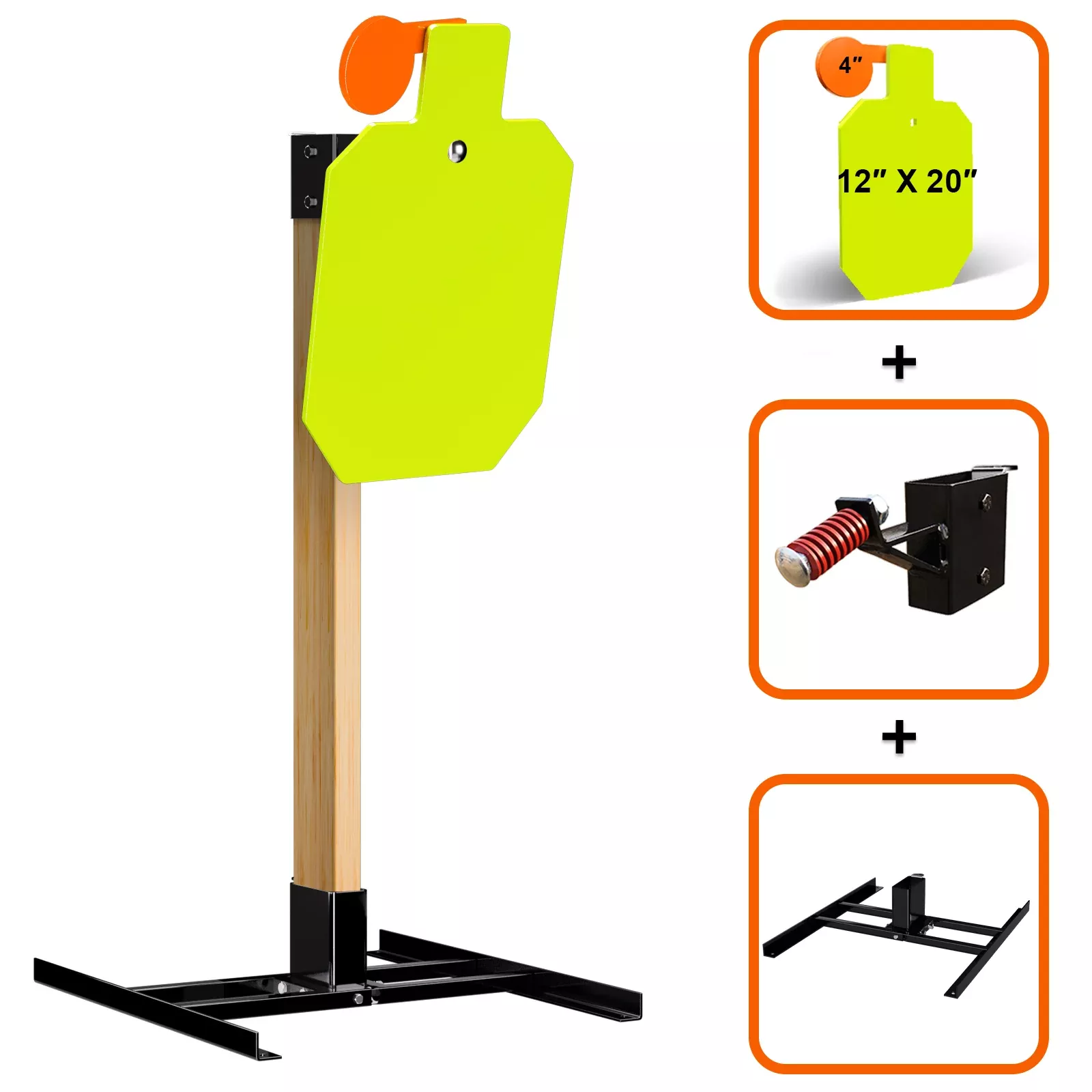 Double T-Shaped Base Stand + 2X4 Target Hanger + 3/8" Thick 12" X 20" Hostage Target
