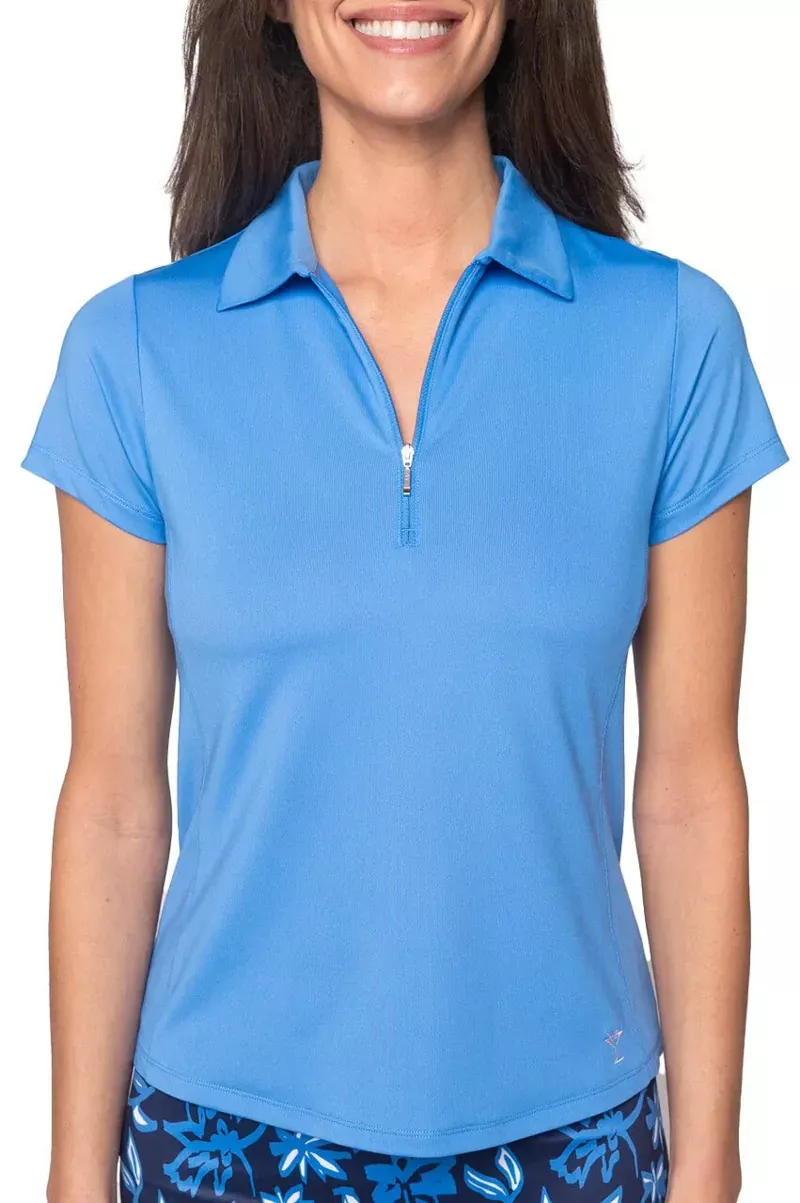 Golftini Short Sleeve Zip Stretch Polo – Zoo Blue