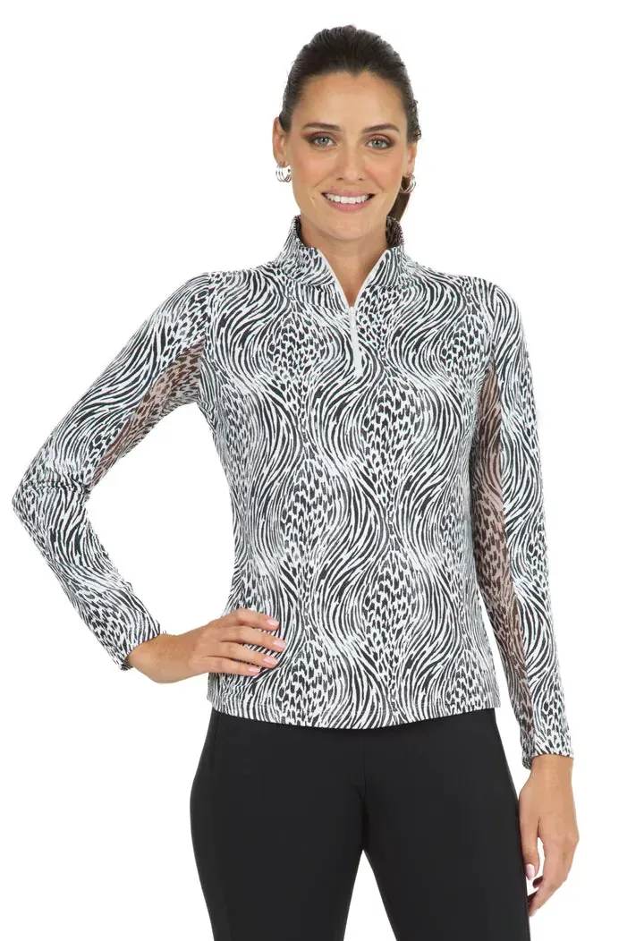 ibkul-long-sleeve-zip-mock-alena-black Ibkul Long Sleeve Zip Mock – ALENA – Black