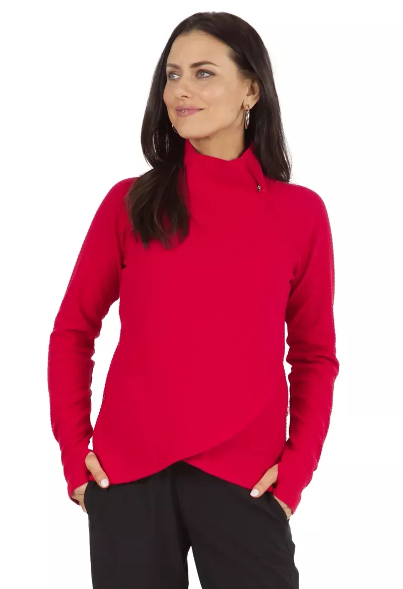 ibkul-popcorn-stitch-asymmetrical-zip-pullover-spf-50-red Ibkul Popcorn Stitch Asymmetrical Zip Pullover – SPF 50 Red