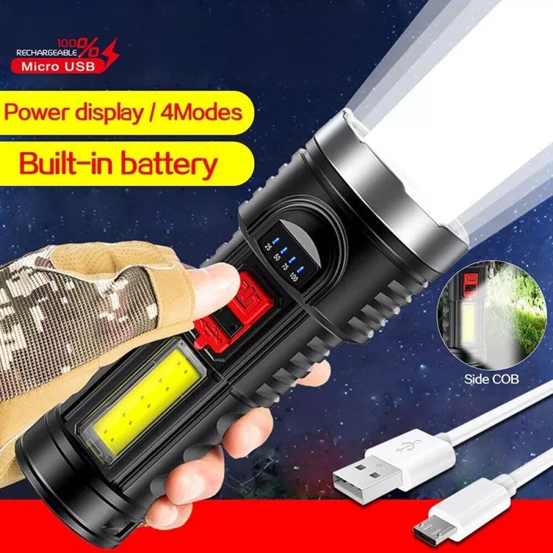 led-flashlight-torch-rechargeable-work-light-built-in-battery LED Flashlight Torch Rechargeable Work Light Built-in Battery