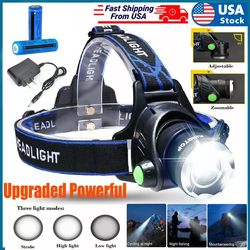 led-headlamp-rechargeable-head-torch-zoom-headlight-super-bright-flashlight-3-mo LED Headlamp Rechargeable Head Torch Zoom Headlight Super Bright Flashlight 3 Modes Work Light