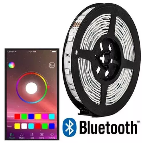 LED Light Strip, RGB 12 VDC, 20′ Length w/ Bluetooth Controller