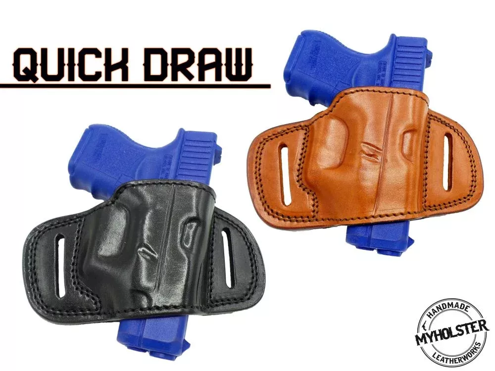 myholster-glock-26-27-33-quick-draw-owb-belt-holster-brown-black-leather MyHolster For Glock 26/27/33 Quick Draw OWB Belt Holster Brown/Black Leather