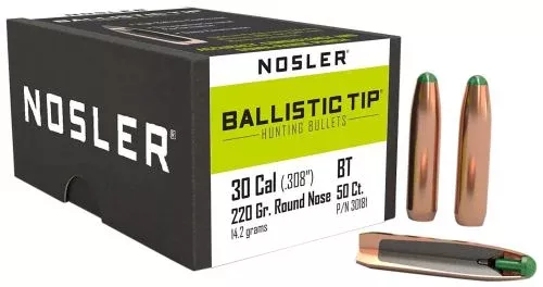 Nosler Ballistic Tip 30Caliber 220gr Round Nose 50/Box