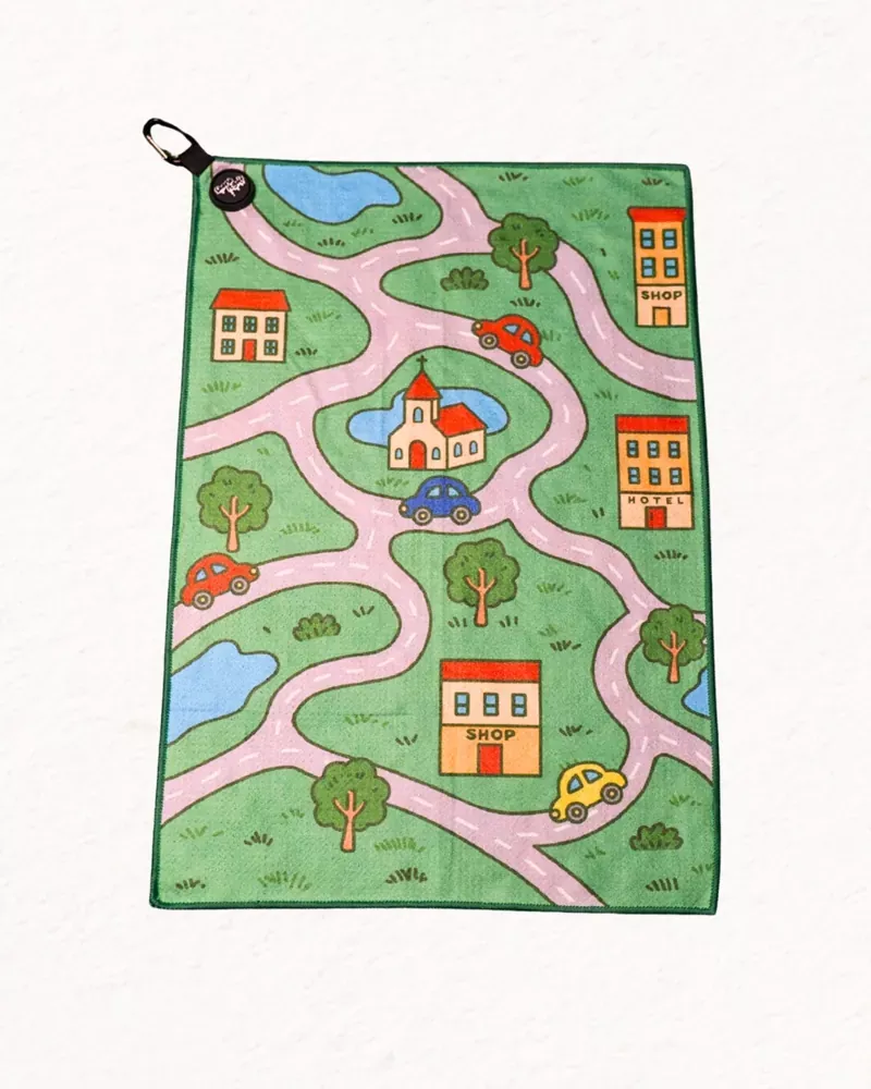 Nostalgic Kids Car Map Golf Towel