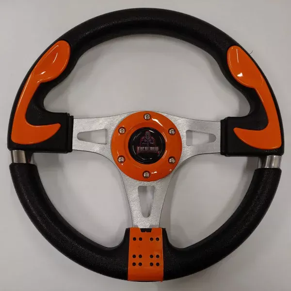 orange-custom-f1-golf-cart-steering-wheel-with-adapter Orange Custom F1 Golf Cart Steering Wheel with Adapter
