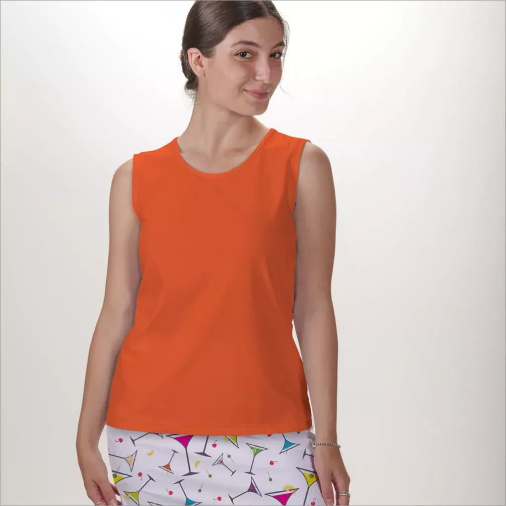 orange-sleeveless-crew-neck-top ORANGE SLEEVELESS CREW NECK TOP