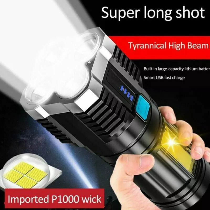 powerful-tactical-quad-core-super-bright-torch-led-flashlight-usb-rechargeable-c POWERFUL Tactical Quad-Core Super Bright Torch LED Flashlight USB Rechargeable Camping
