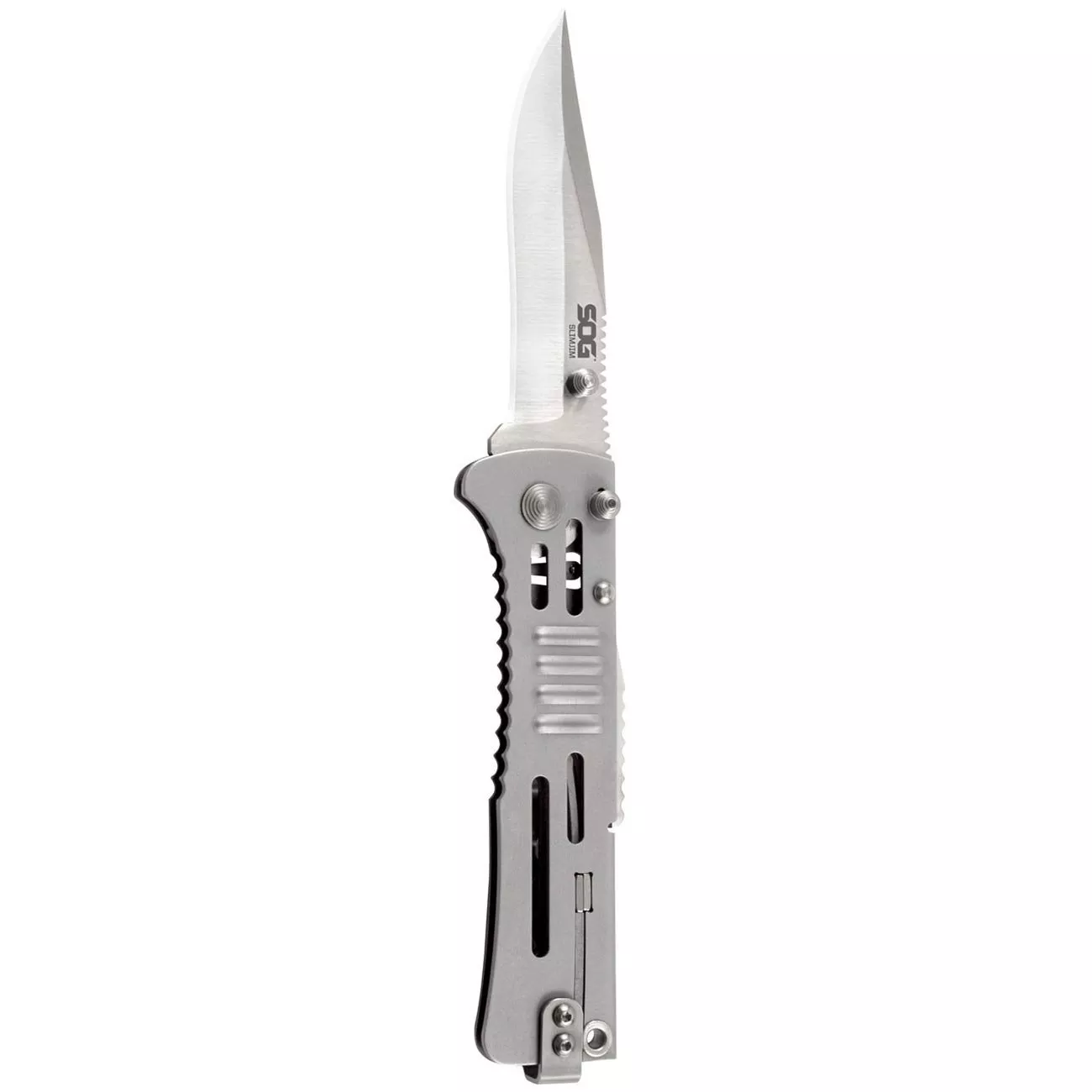 SOG SlimJim Folding Knife (Silver Straight Edge)