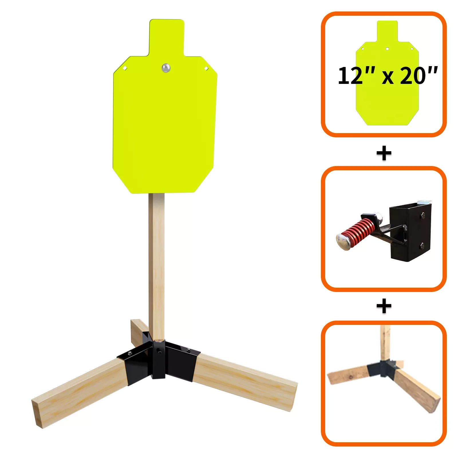 tripod-base-stand-2x4-target-hanger-3-8-thick-12-x-20-torso Tripod Base Stand + 2X4 Target Hanger + 3/8" Thick 12" X 20" Torso