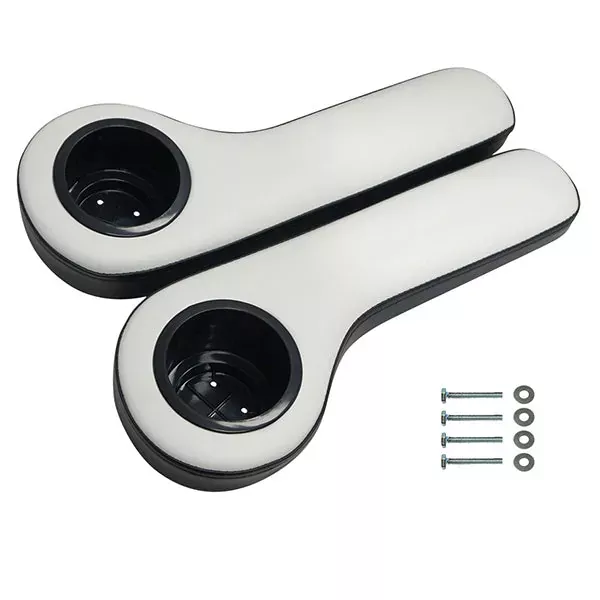 Universal Arm Rest Set with Cup Holders, Black and White