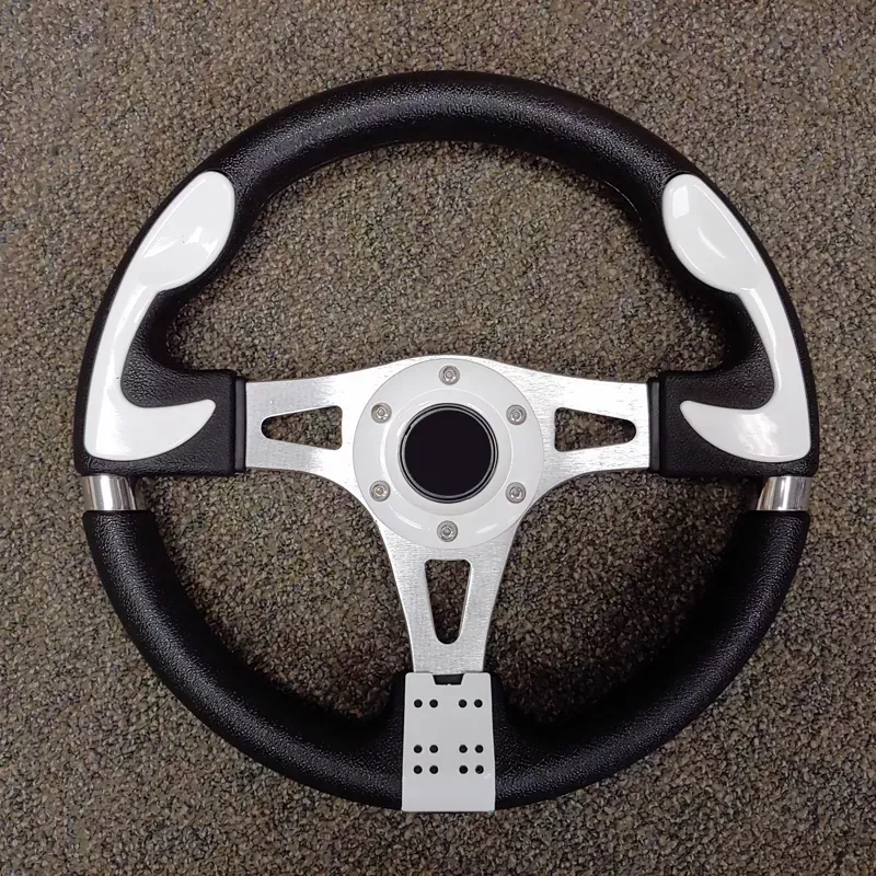 white-custom-f1-golf-cart-steering-wheel-with-adapter White Custom F1 Golf Cart Steering Wheel with Adapter