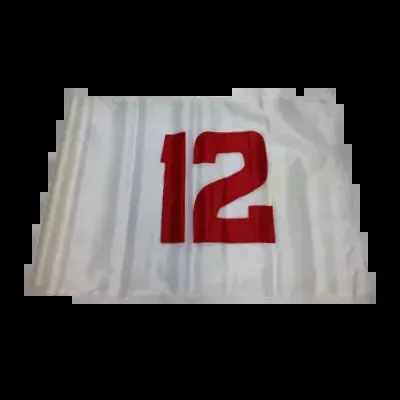 White Flag with Red Number 12 (20″ x 14″)