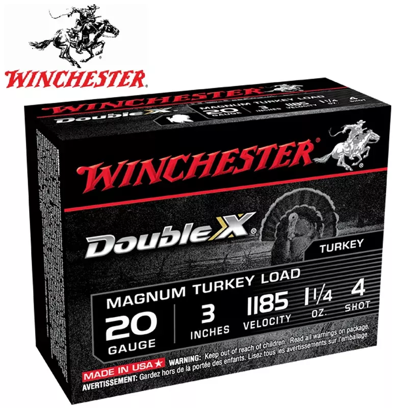 Winchester Double X 20ga. 3″ #4 shot, 10 round box