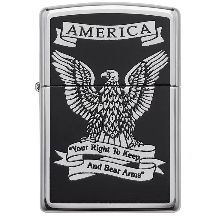zippo-windproof-lighter-black-white-americana-eaglehigh-polish-chrome Zippo Windproof Lighter Black & White Americana EagleHigh Polish Chrome