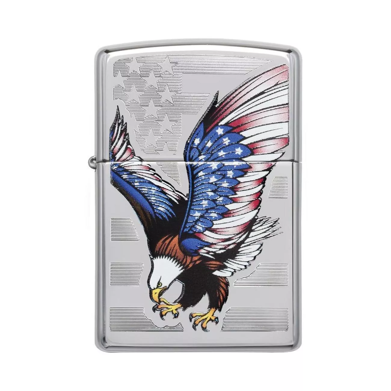 zippo-windproof-lighter-e-star-award-w-patriotic-eagle-flag-high-polish-chrome Zippo Windproof Lighter E-Star Award w/Patriotic Eagle Flag High Polish Chrome
