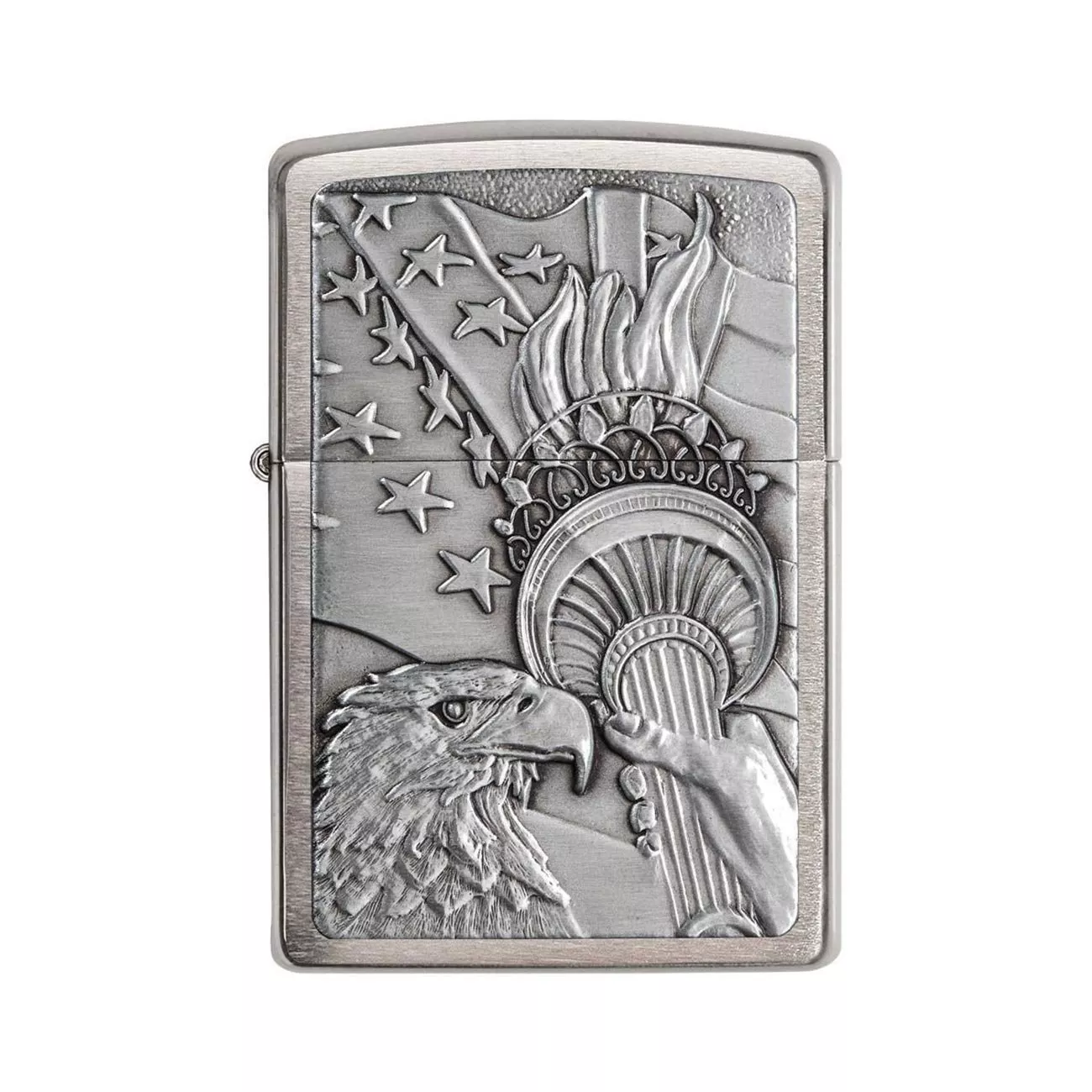 zippo-windproof-lighter-patriotic-eagle-emblem-brushed-chrome Zippo Windproof Lighter Patriotic Eagle Emblem Brushed Chrome