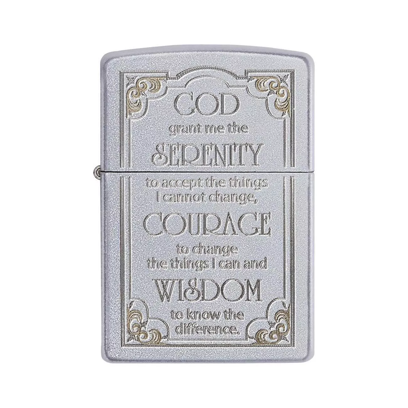 zippo-windproof-lighter-serenity-prayer-satin-chrome-finish Zippo Windproof Lighter Serenity Prayer Satin Chrome Finish