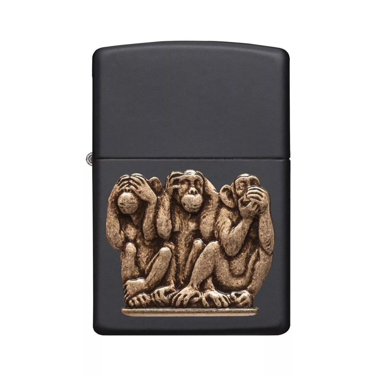 zippo-windproof-lighter-three-monkeys-black-matte-finish Zippo Windproof Lighter Three Monkeys Black Matte Finish