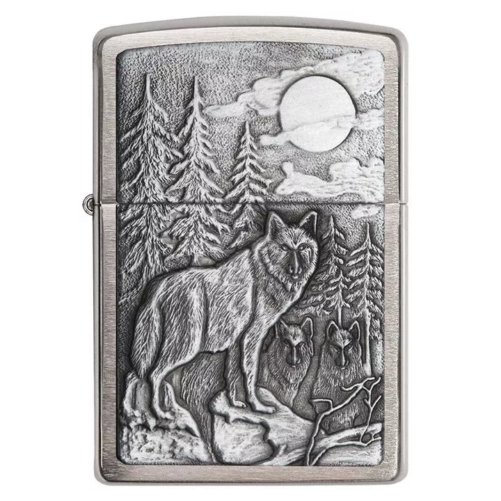 zippo-windproof-lighter-timberwolves-emblem-brushed-chrome Zippo Windproof Lighter Timberwolves Emblem Brushed Chrome
