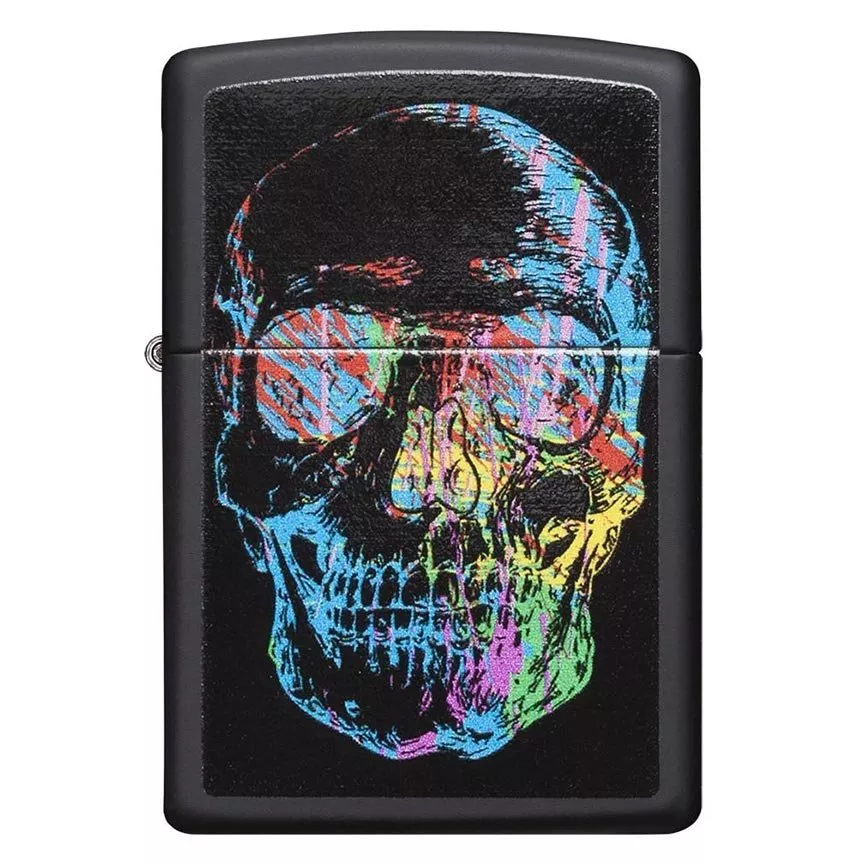 zippo-windproof-lighter-zippo-colorfiul-skull-black-matte-classic-case Zippo Windproof Lighter Zippo Colorfiul Skull Black Matte Classic Case